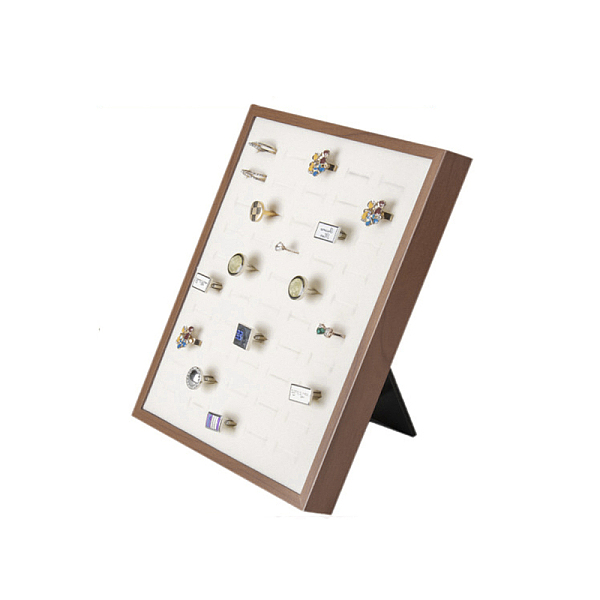 50-Slot Foldable Retangle Wood Slant Back Ring Display Frame-image-RDIS-WH0009-021-en