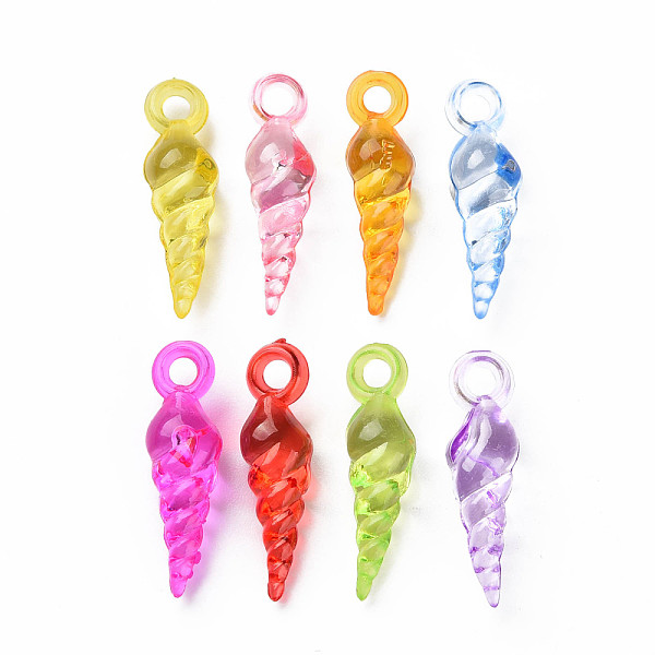 

PandaHall Transparent Acrylic Pendants, Conch, Mixed Color, 24.5x7x7mm, Hole: 2.5mm, about 1050pcs/500g Acrylic Shell Shape Multicolor