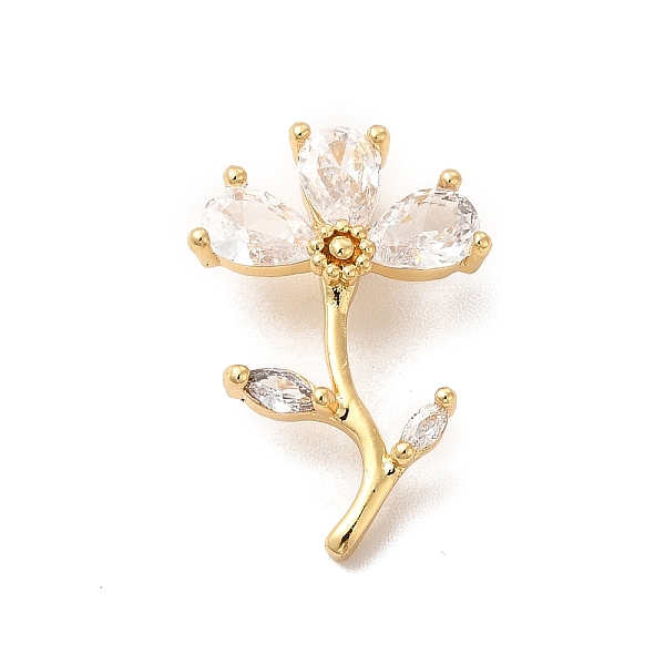

PandaHall Rack Plating Brass Micro Pave Cubic Zirconia Pendants, Cadmium Free & Lead Free, Long-Lasting, Flower, Real 18K Gold Plated..., Clear