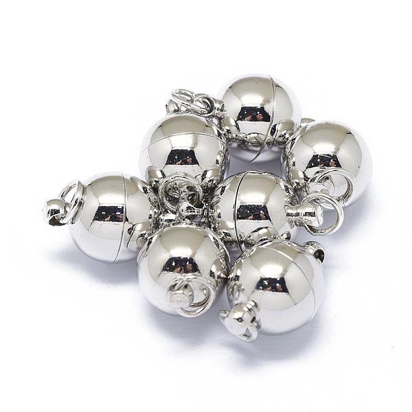 

PandaHall Rack Plating Brass Magnetic Clasps with Loops, N45 Grade Strong Magnet, with Soldered Jump Rings, Long-Lasting Plated, Round, Real...