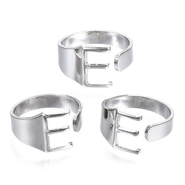 

PandaHall Alloy Cuff Finger Rings, Cadmium Free & Nickel Free & Lead Free, Alphabet, Platinum, Letter.E, US Size 8(18.1mm) Alloy Letter E