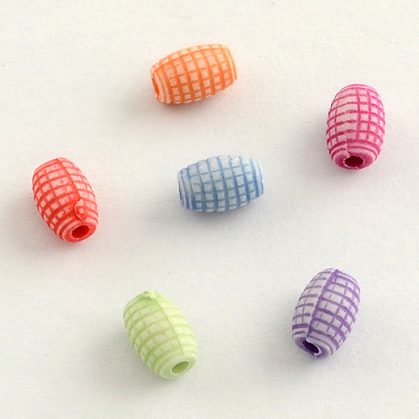 

PandaHall Craft Style Acrylic Beads, Barrel, Mixed Color, 5x7mm, Hole: 2mm, about 3500pcs/500g Acrylic Barrel Multicolor