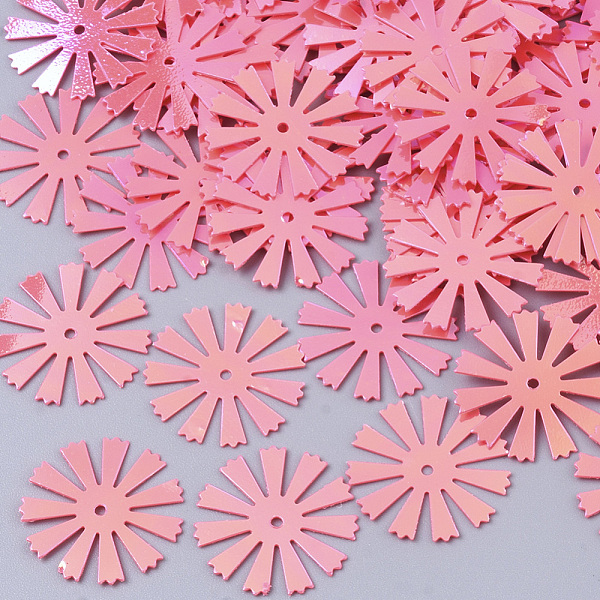 

PandaHall Ornament Accessories, PVC Plastic Paillette/Sequins Beads, AB Color, Flower, Light Coral, 16x0.2mm, Hole: 1mm, about 10000pcs/500g..., Red