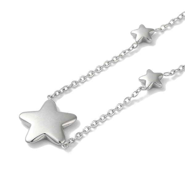 

PandaHall 304 Stainless Steel Cable Chain Necklaces, Star Beads Necklaces, Stainless Steel Color, 17.13 inch(43.5cm) 304 Stainless Steel