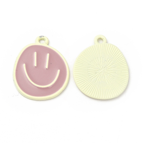 

PandaHall Spray Painted Alloy Pendants, Cadmium Free & Nickel Free & Lead Free, Flat Round with Smiling Face Pattern Charm, Beige..., Yellow