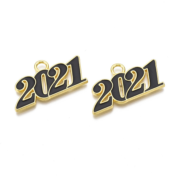 

PandaHall Alloy Enamel Pendants, Cadmium Free & Lead Free, New Year 2021, Black, 19.5x36x2mm, Hole: 3.5mm Alloy+Enamel Number Black
