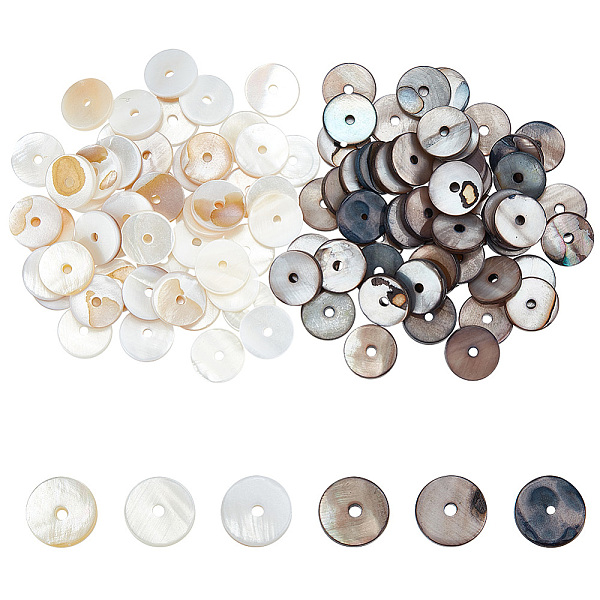 

PandaHall GOMAKERER 150Pcs 3 Styles Natural Freshwater Shell Beads, Disc/Flat Round, Heishi Beads, Creamy White, 6~10x1~2mm, Hole: 1~1.5mm..., Purple