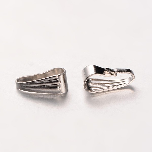 

PandaHall Brass Snap on Bails, Nickel Free, Platinum, 8.5x3.5mm, Hole: 2.5x7.5mm Brass