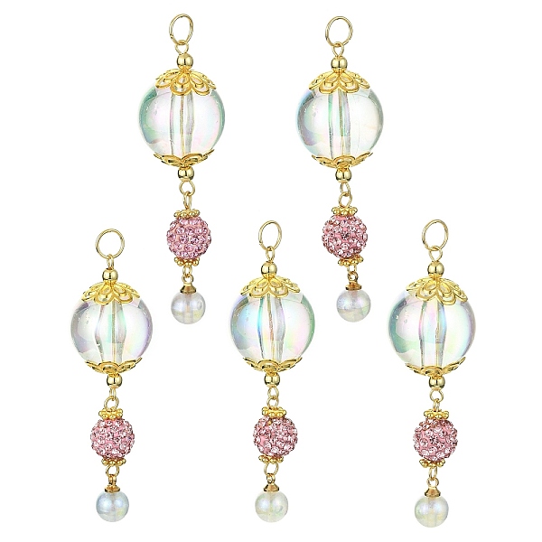 

PandaHall Acrylic Pendants, with Polymer Clay Rhinestone Beads, Golden, 64x19.5mm, Hole: 5mm Acrylic Others