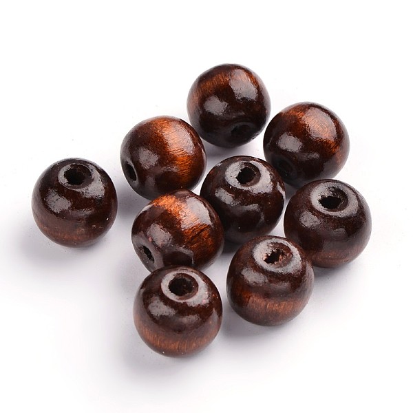 PandaHall Natural Wood Beads, Dyed, Round, Coconut Brown, 19~20x17.5~18mm, Hole: 4.5mm Wood Round Brown