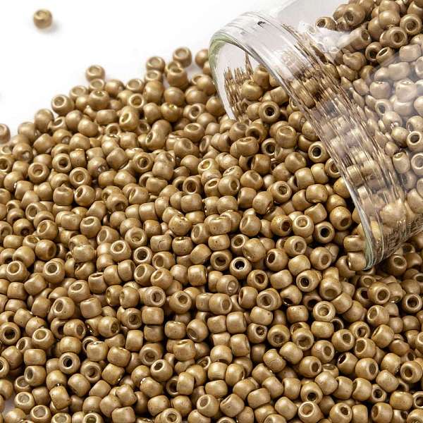 

PandaHall TOHO Round Seed Beads, Japanese Seed Beads, Frosted, (557F) Gold Galvanized Matte, 11/0, 2.2mm, Hole: 0.8mm, about 1110pcs/bottle...