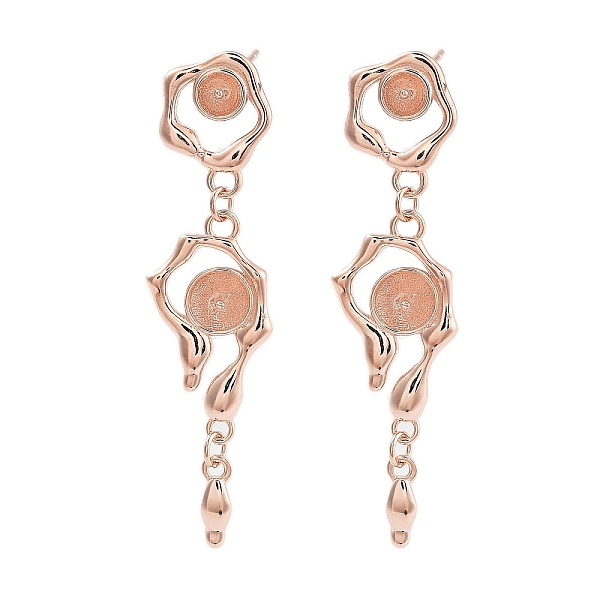 

PandaHall 925 Sterling Silver Stud Earrings Findings, Flower, Rose Gold, 35x9.5mm, Pin: 0.6x11mm and 0.6mm Sterling Silver Flower