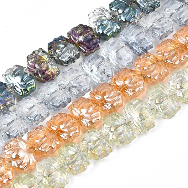 

PandaHall Electroplate Glass Beads Strand, Lotus Flower, Mixed Color, 10.5x14x6~7mm, Hole: 1mm, about 65pcs/strand, 24.02 inch~ 24.41 inch..., Multicolor