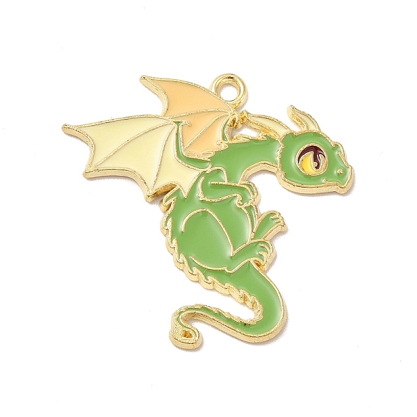 

PandaHall Alloy Enamel Pendants, Light Gold, Pterosaur Charm, Lime Green, 29x30x1mm, Hole: 2mm Alloy+Enamel Dragon
