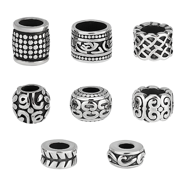 

PandaHall UNICRAFTALE 8pcs Antique Bronze Stainless Steel Column Beads Large Hole Hair Bead Metal Column Beads Spacer Beads European Beads...
