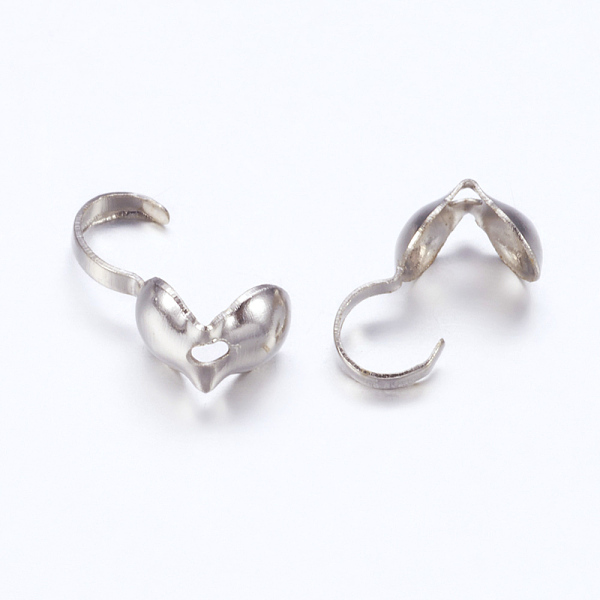 

PandaHall Iron Bead Tips, Calotte Ends, Clamshell Knot Cover, Platinum Color, Size: about 9mm long, 3mm wide, 3mm inner diameter, hole...