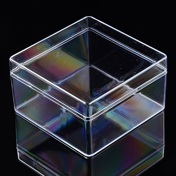 PandaHall Polystyrene Plastic Bead Containers, Square, Clear, 10.5x10.5x6cm Plastic Square Clear