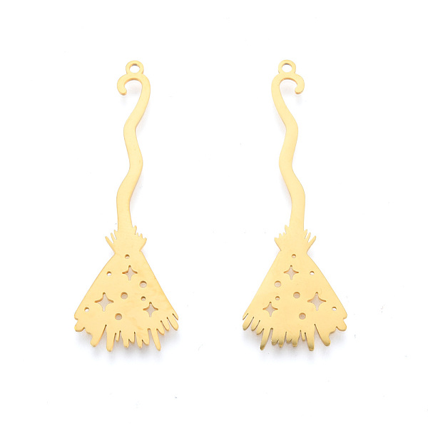 

PandaHall Halloween 201 Stainless Steel Pendants, Laser Cut, Witch Broom, Real 18K Gold Plated, 48x16x1mm, Hole: 1.5mm 201 Stainless Steel...