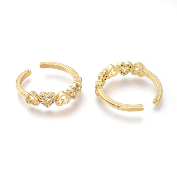 

PandaHall Brass Micro Pave Clear Cubic Zirconia Open Heart Rings, Cuff Rings, Real 18K Gold Plated, US Size 5 1/2, Inner Diameter: 16mm...