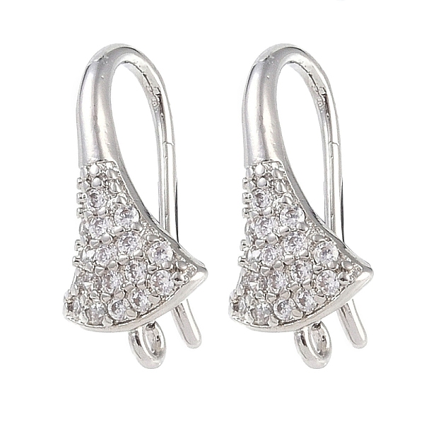 

PandaHall Brass Micro Pave Cubic Zirconia Earring Hooks, Fan, Platinum, 17x7.5x8mm, Hole: 1mm Brass+Rhinestone Fan Clear