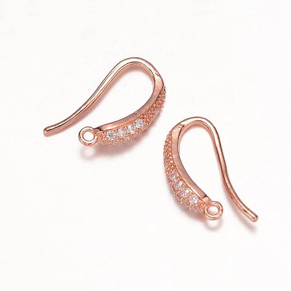 

PandaHall Brass Micro Pave Cubic Zirconia Earring Hooks, Ear Wire, with Horizontal Loop, Rose Gold, 18x10x4mm, Hole: 1mm, 18 Gauge, Pin: 1mm...