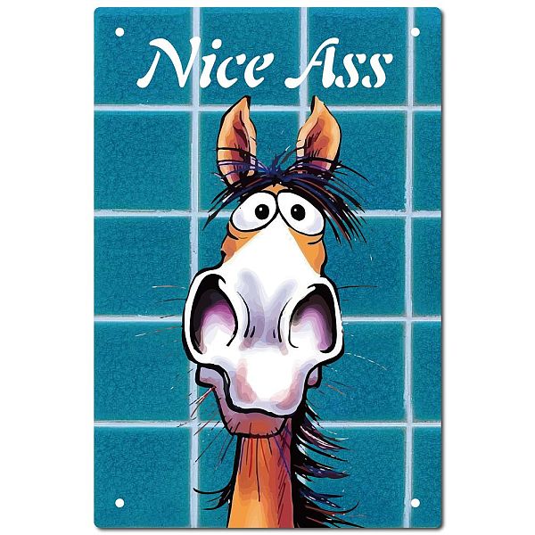 PandaHall CREATCABIN Funny Donkey Nice Ass Tin Signs Metal Sign Vintage Plaque Poster Wall Art for Restroom Decor Home Bar Pub Cafe Shop...