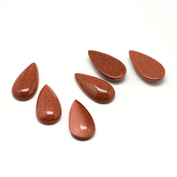 

PandaHall Synthetic Goldstone Cabochons, teardrop, 30x15x6mm Goldstone Teardrop