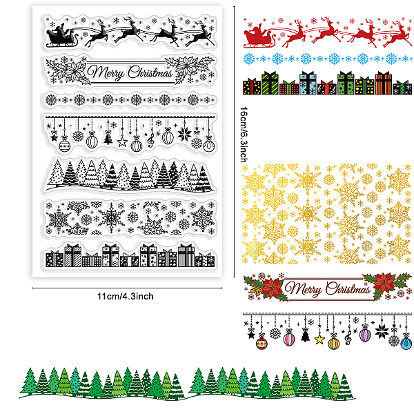 

PandaHall CRASPIRE Christmas Silicone Clear Stamps Snowflake Gift Merry Christmas Elk Holly Patterns Clear Stamps for Card Making Decoration...