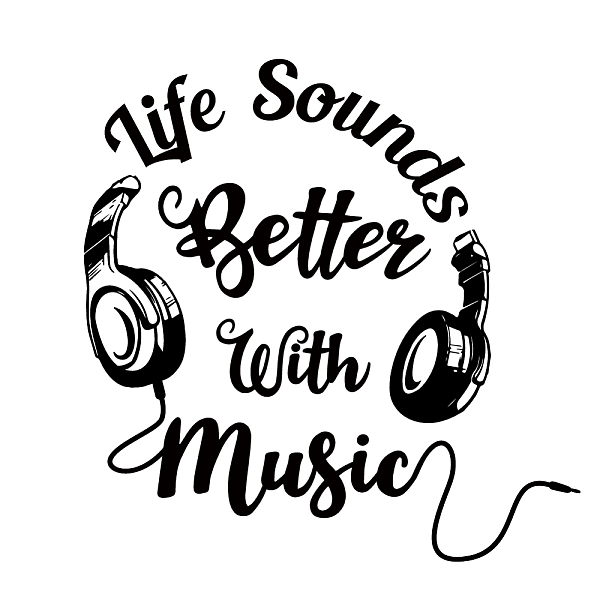 

PandaHall SUPERDANT Black Music Wall Sticker Life Sounds Better with Music Wall Decal Headset Removable Vinyl Wall Stickers for Classroom...