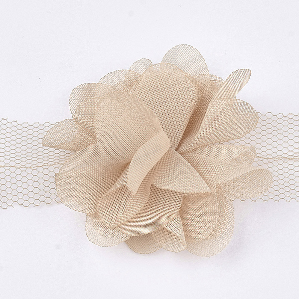

PandaHall Organza Flower Ribbon, Costume Accessories, For Party Wedding Decoration and Earring Making, Antique White, 50~60mm, about..., Orange