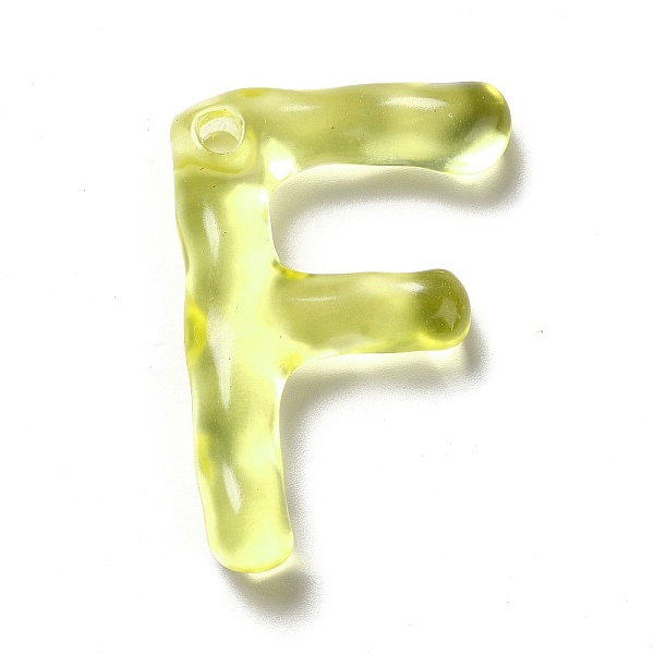 

PandaHall Transparent Resin Alphabet Pendants, Letter Charms, Letter.F, 41~45x33~52.5x8mm, Hole: 3.5mm Resin Letter F Yellow