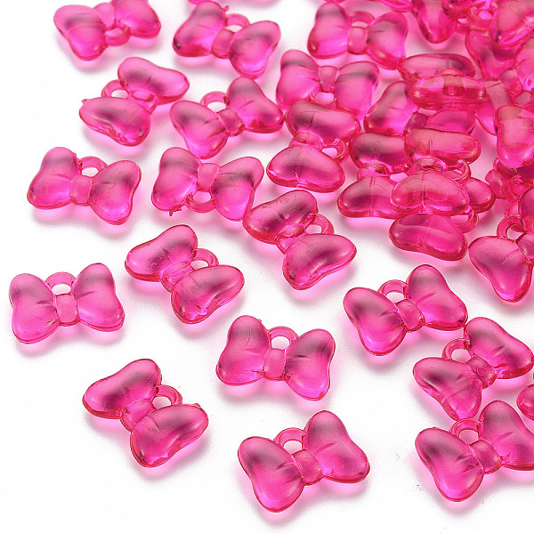 

PandaHall Transparent Acrylic Pendants, Bowknot, Camellia, 13.5x18x5.5mm, Hole: 2.5mm Acrylic Bowknot Pink