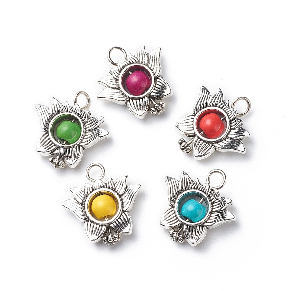 

PandaHall Antique Silver Plated Alloy Synthetic Turquoise Pendants, Dyed, Flower Pattern, 20x20x6mm, Hole: 3.2mm Synthetic Turquoise Flower..., Multicolor
