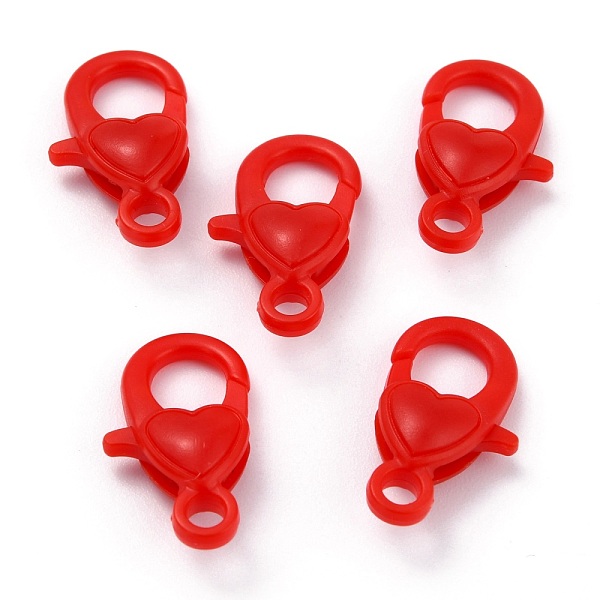 

PandaHall Plastic Lobster Claw Clasps, Heart, Red, 22.5x13x6.5mm, Hole: 3mm Plastic Heart Red