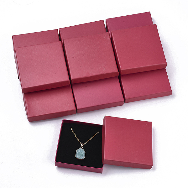 

PandaHall Cardboard Jewelry Boxes, for Pendant, with Sponge Inside, Square, Crimson, 9.5x9.5x2cm, Inner Size: 8.5x8.5cm, No Cover: 8.5cm..., Pink