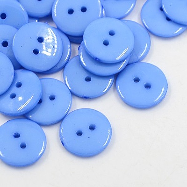 

PandaHall Acrylic Sewing Buttons, Plastic Buttons for Costume Design, 2-Hole, Dyed, Flat Round, Cornflower Blue, 15x2mm, Hole: 1mm Acrylic...