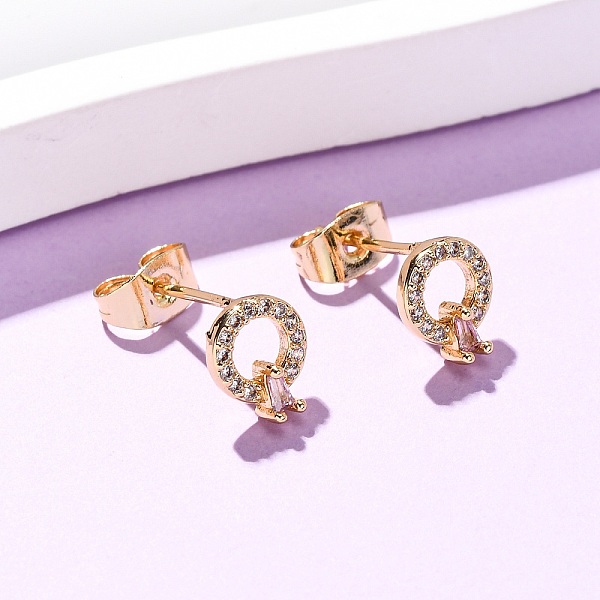 Aretes de latón con micro pavé de circonita cúbica