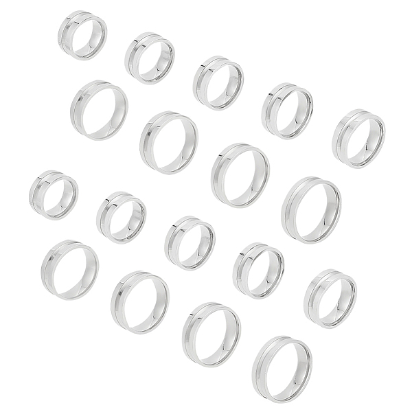 

PandaHall Unicraftale 18Pcs 9 Size 201 Stainless Steel Grooved Finger Ring Settings, Ring Core Blank, for Inlay Ring Jewelry Making, with...