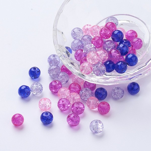 

PandaHall Baking Painted Crackle Glass Beads, Valentine's Mix, Round, Mixed Color, 8~8.5x7.5~8mm, Hole: 1mm, about 100pcs/bag Glass Round..., Multicolor