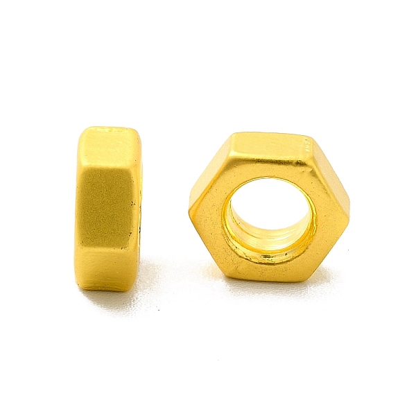 

PandaHall Rack Plating Alloy European Beads, Large Hole Beads, Hexagon, Matte Gold Color, 8x9x3.5mm, Hole: 4mm Alloy Hexagon