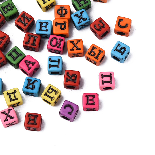 

PandaHall Opaque Acrylic Beads, Cube with Black Letter, Mixed Color, 6.5x6x6mm, Hole: 3.5mm, about 2800pcs/500g Acrylic Cube Multicolor