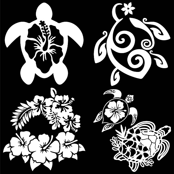 

PandaHall 4Pcs 4 Styles PET Waterproof Self-adhesive Car Stickers, Reflective Decals for Car, Motorcycle Decoration, Turtle, 200x200mm...