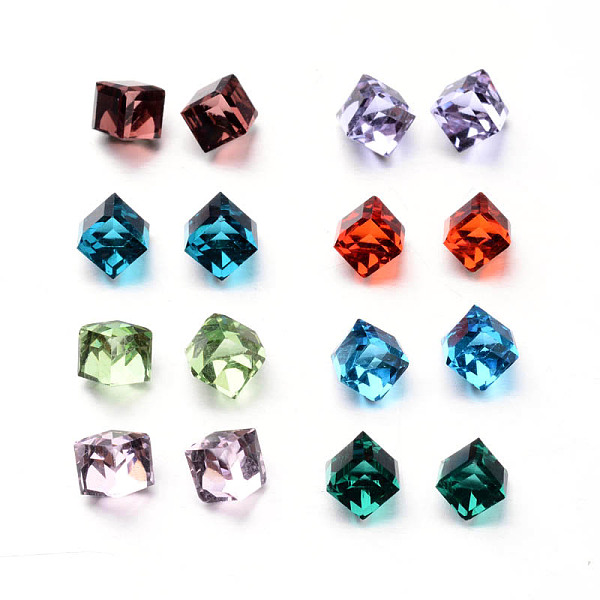 

PandaHall Faceted Cube Glass Cabochons, Mixed Color, 8x8x8mm Glass Cube Multicolor