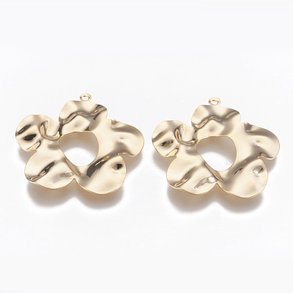 

PandaHall Brass Pendants, Wavy Flower, Real 18K Gold Plated, 33.5x31.5x3mm, Hole: 1.5mm Brass Flower