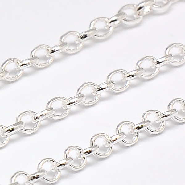 

PandaHall Electroplate Brass Rolo Chains, Belcher Chain, Soldered, with Spool, Silver Color Plated, 3x1mm, about 164.04 Feet(50m)/roll Brass