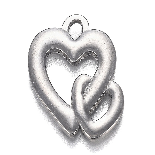 

PandaHall 304 Stainless Steel Pendants, Heart with Heart, for Valentine's Day, Stainless Steel Color, 30x20x2mm, Hole: 4.7x3mm 304 Stainless...