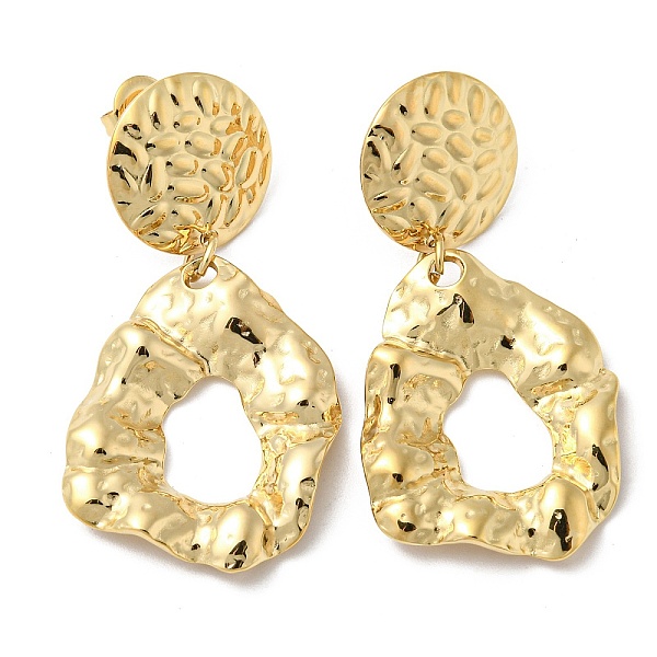 

PandaHall Ion Plating(IP) 304 Stainless Steel Dangle Stud Earrings, Twist Donut, Real 18K Gold Plated, 47x24.5mm 304 Stainless Steel Donut
