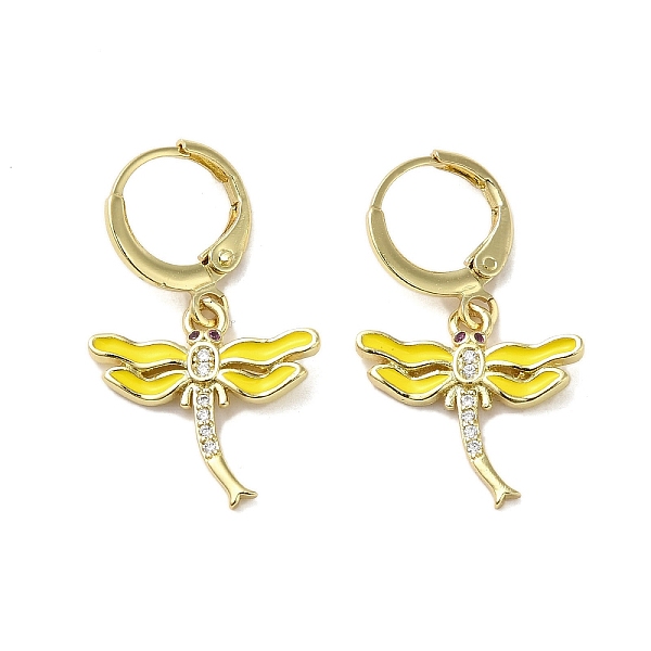

PandaHall Dragonfly Real 18K Gold Plated Brass Dangle Leverback Earrings, with Enamel and Cubic Zirconia, Yellow, 30x17.5mm Cubic Zirconia...