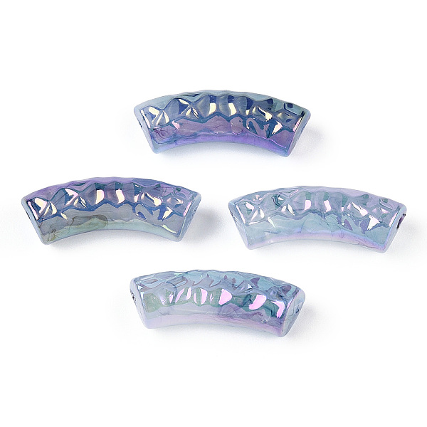 

PandaHall Acrylic Tube Beads, Curved Tube, AB Color Plated, Faceted, Light Steel Blue, 32x12x9.5mm, Hole: 2mm Acrylic Tube