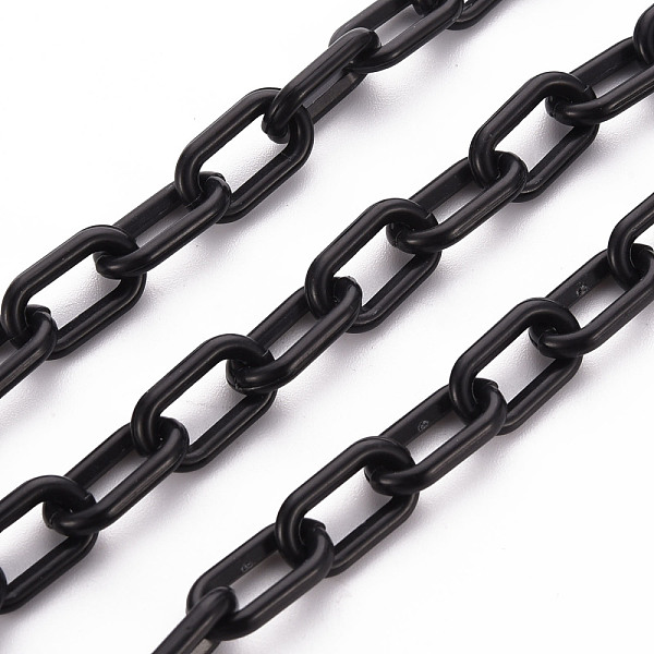 

PandaHall Handmade Opaque Acrylic Paperclip Chains, Drawn Elongated Cable Chains, Black, 13x7.5x2mm, 19.88 inch(50.5cm)/strand Acrylic Black